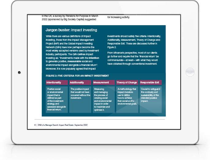 DNA of a Manager Search: Impact Real Estate